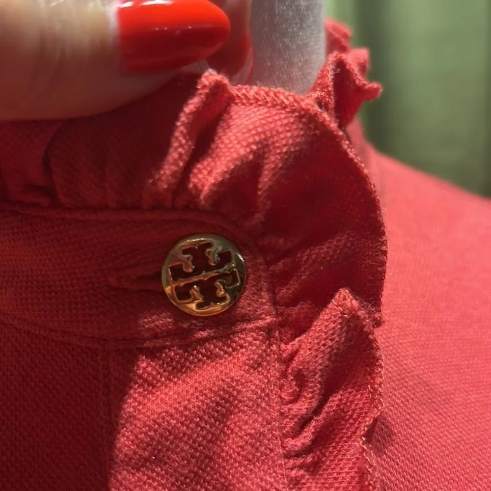 Tory Burch salmon pink Ruffled Button-Up Top, M